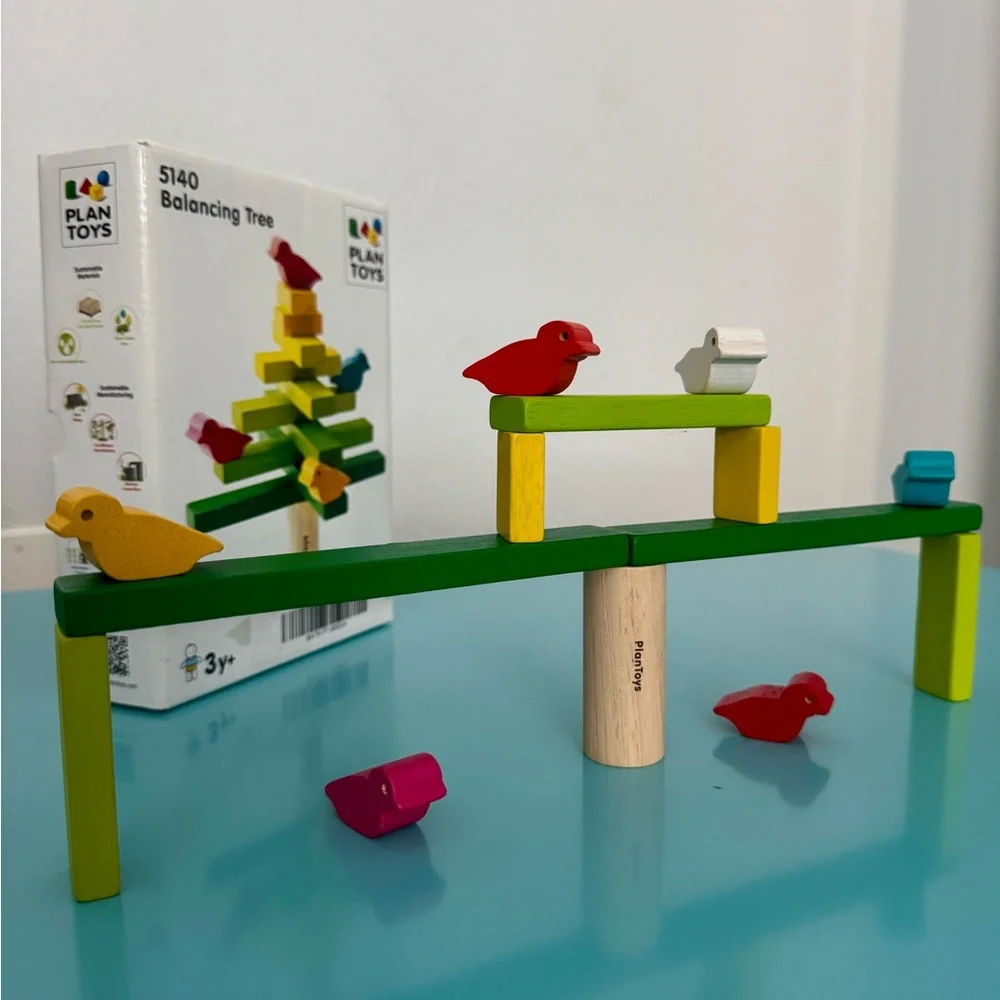 Wooden Balancing Tree Game - Green, Yellow, Red